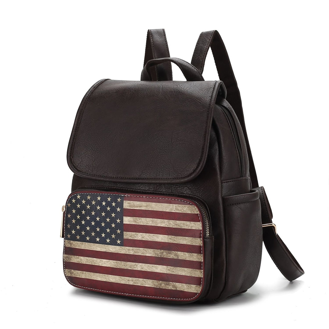 MKF Collection Regina Backpack USA Flag Vegan Leather Multi-Functional Shoulder Bag Womens Patriotic Backpack by Mia K Image 4