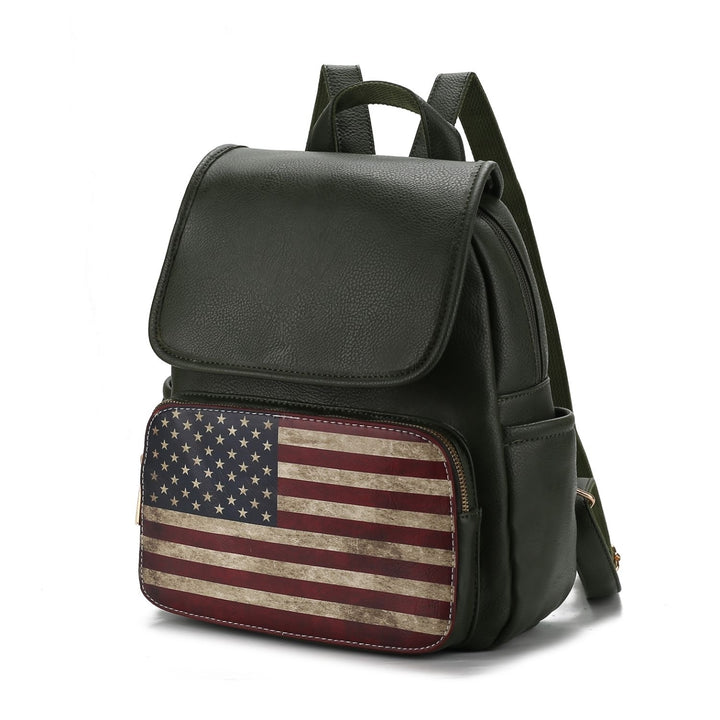 MKF Collection Regina Backpack USA Flag Vegan Leather Multi-Functional Shoulder Bag Womens Patriotic Backpack by Mia K Image 6