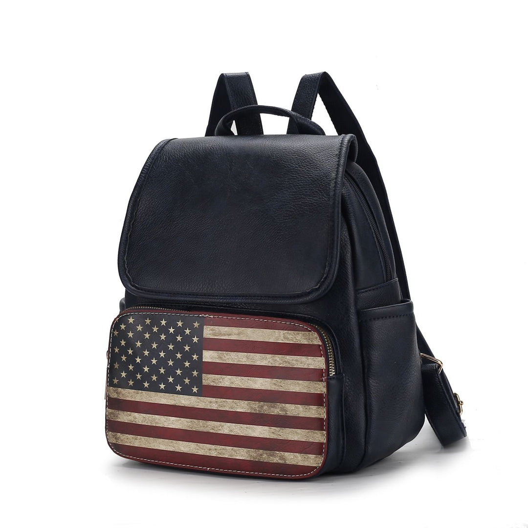 MKF Collection Regina Backpack USA Flag Vegan Leather Multi-Functional Shoulder Bag Womens Patriotic Backpack by Mia K Image 7