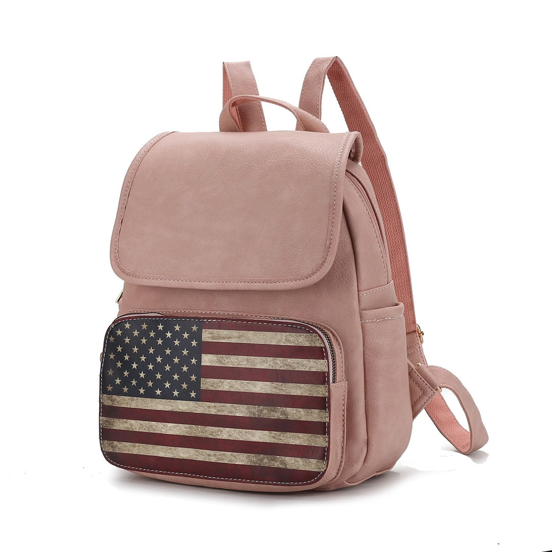 MKF Collection Regina Backpack USA Flag Vegan Leather Multi-Functional Shoulder Bag Womens Patriotic Backpack by Mia K Image 8