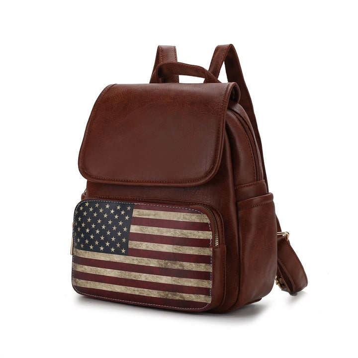 MKF Collection Regina Backpack USA Flag Vegan Leather Multi-Functional Shoulder Bag Womens Patriotic Backpack by Mia K Image 9