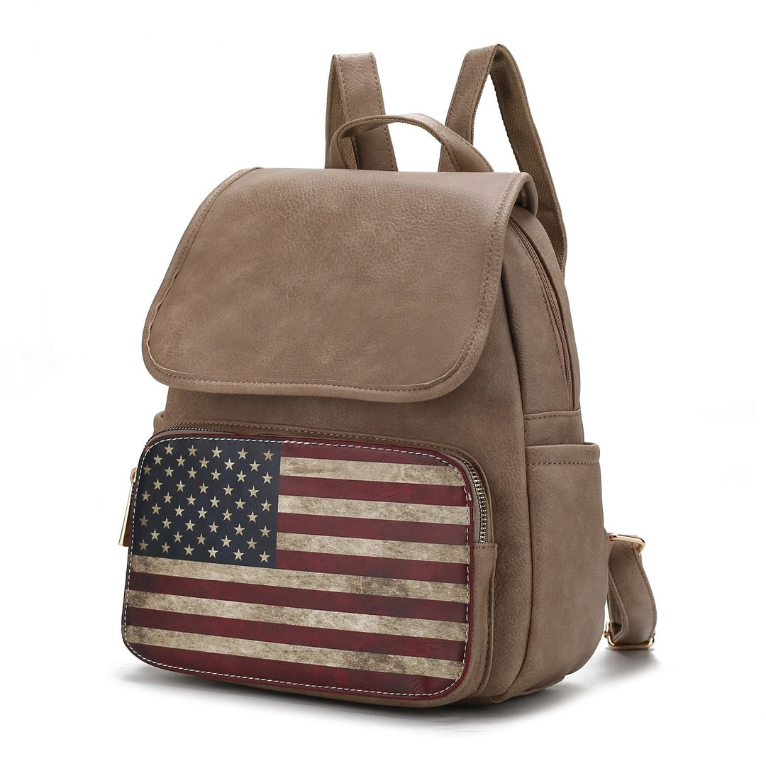 MKF Collection Regina Backpack USA Flag Vegan Leather Multi-Functional Shoulder Bag Womens Patriotic Backpack by Mia K Image 10