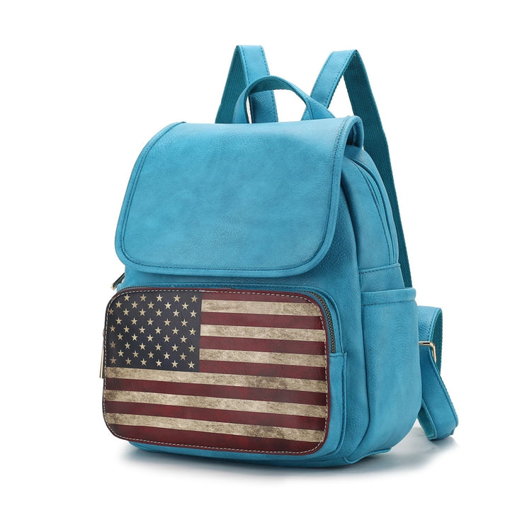 MKF Collection Regina Backpack USA Flag Vegan Leather Multi-Functional Shoulder Bag Womens Patriotic Backpack by Mia K Image 11