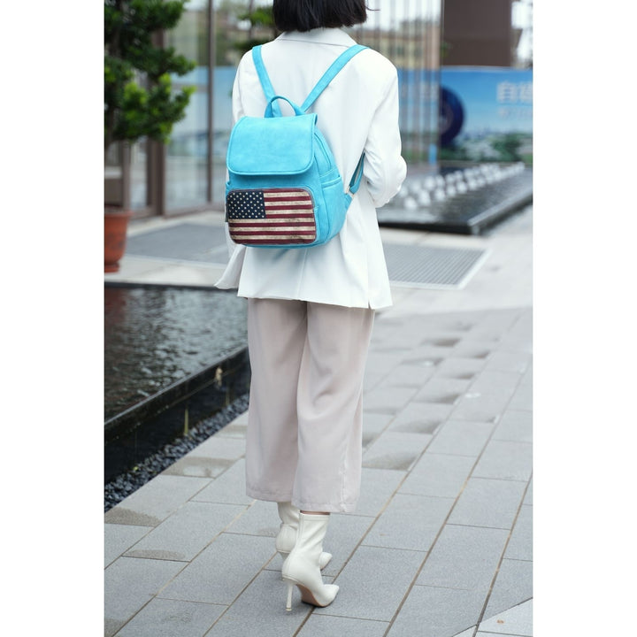 MKF Collection Regina Backpack USA Flag Vegan Leather Multi-Functional Shoulder Bag Womens Patriotic Backpack by Mia K Image 1