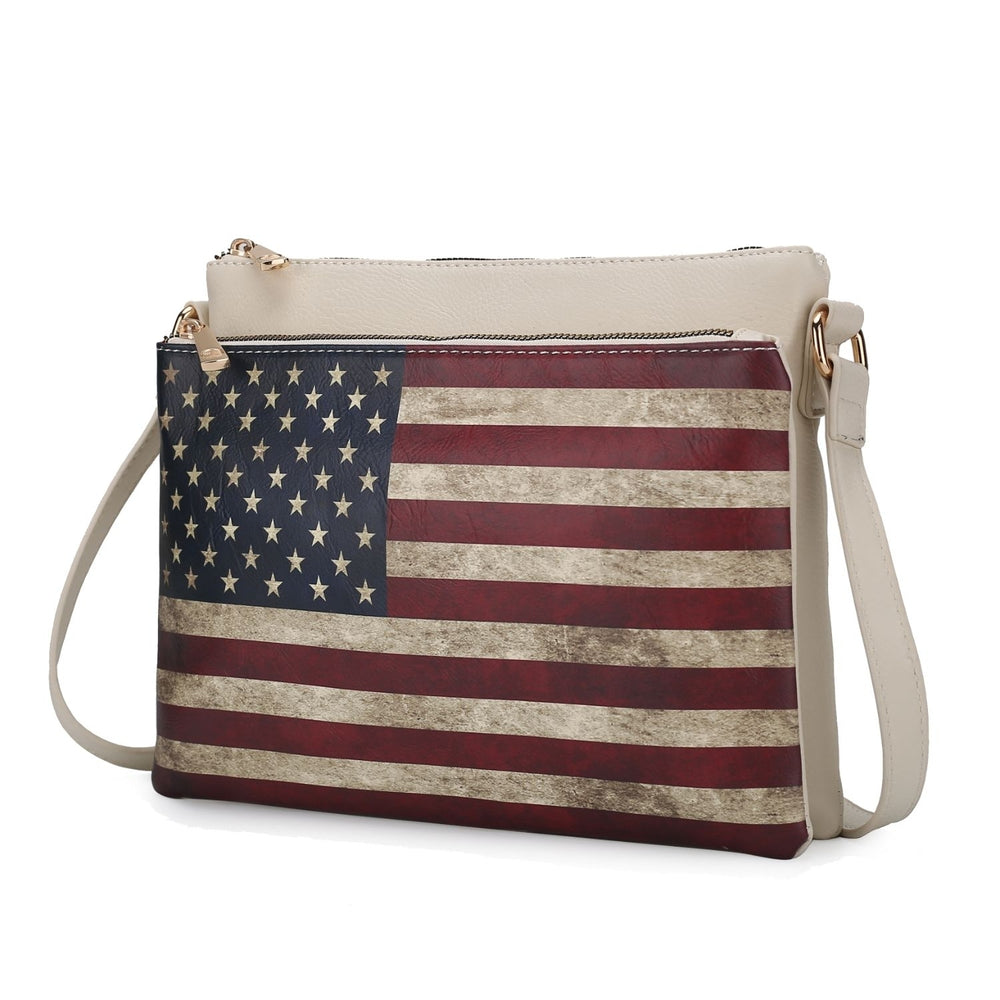 MKF Collection Madeline Printed Flag Vegan Leather Multi-Functional Shoulder Bag Womens Crossbody Bag by Mia K Image 2