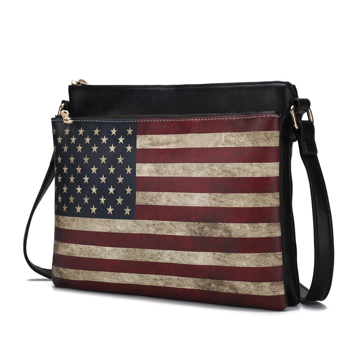 MKF Collection Madeline Printed Flag Vegan Leather Multi-Functional Shoulder Bag Womens Crossbody Bag by Mia K Image 3