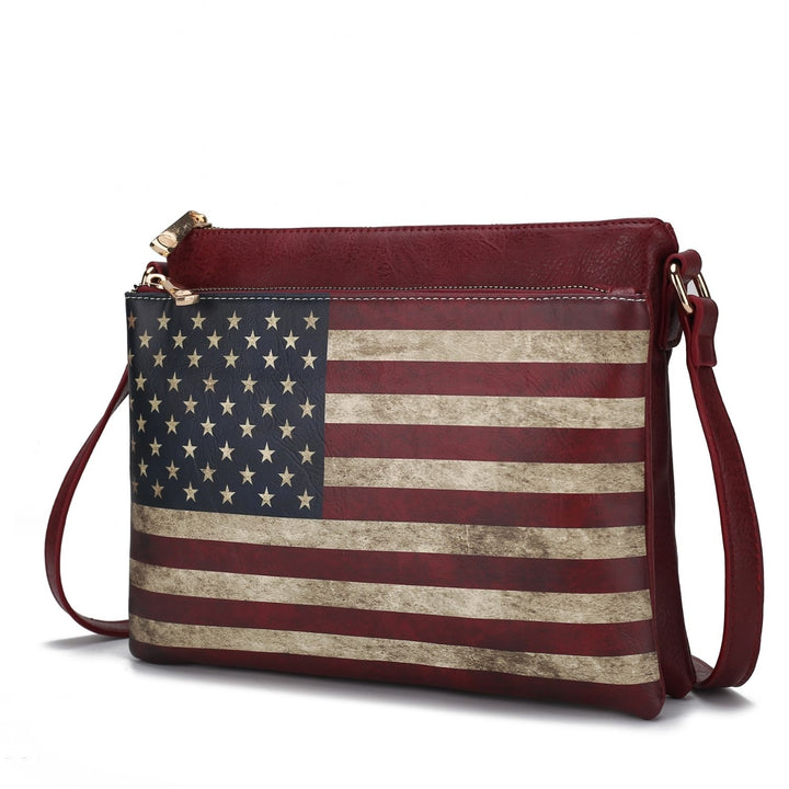 MKF Collection Madeline Printed Flag Vegan Leather Multi-Functional Shoulder Bag Womens Crossbody Bag by Mia K Image 4