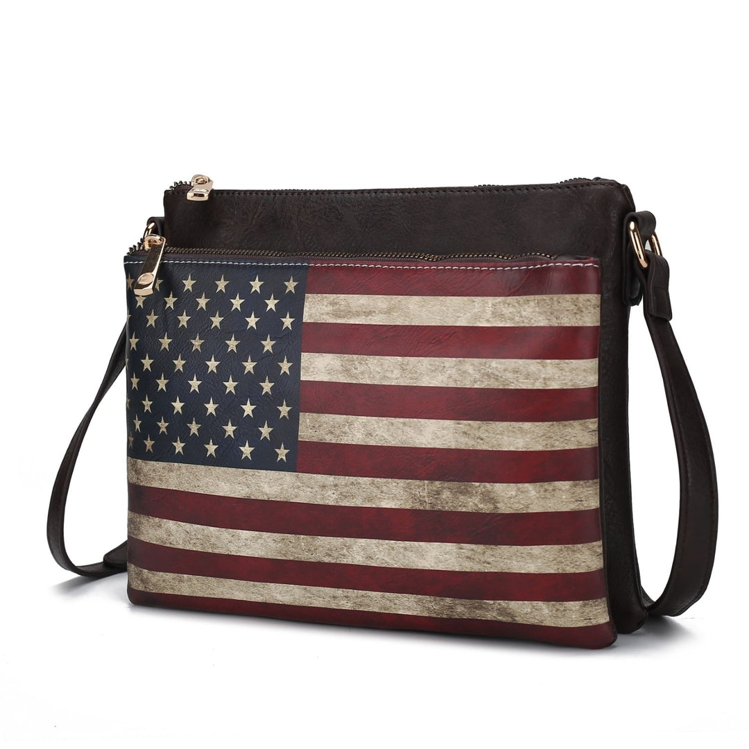 MKF Collection Madeline Printed Flag Vegan Leather Multi-Functional Shoulder Bag Womens Crossbody Bag by Mia K Image 4