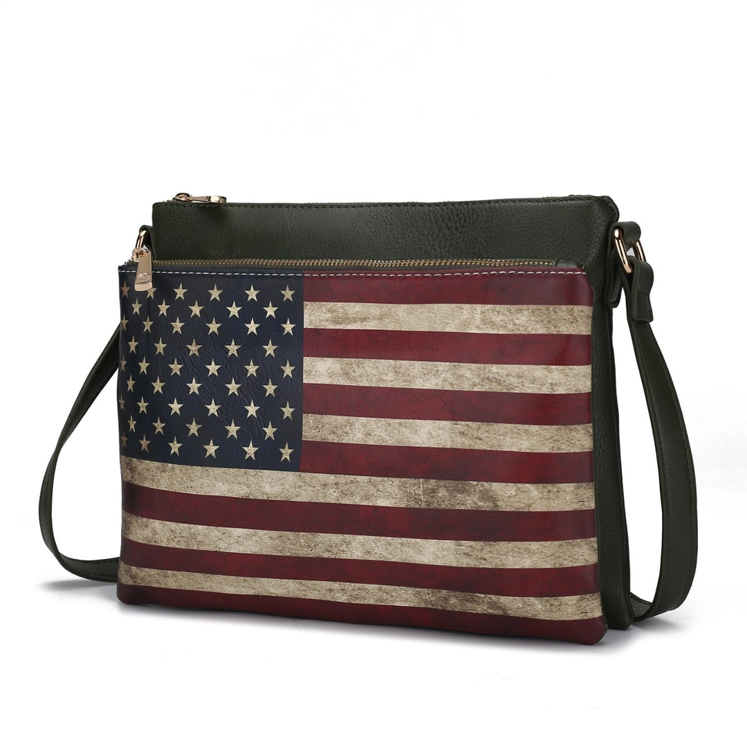 MKF Collection Madeline Printed Flag Vegan Leather Multi-Functional Shoulder Bag Womens Crossbody Bag by Mia K Image 6