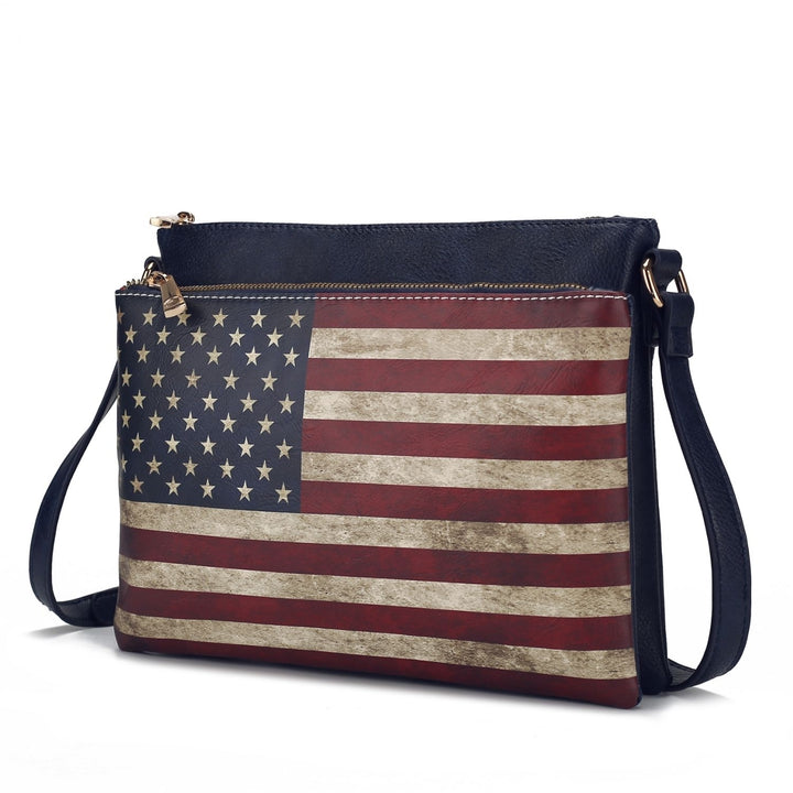 MKF Collection Madeline Printed Flag Vegan Leather Multi-Functional Shoulder Bag Womens Crossbody Bag by Mia K Image 7