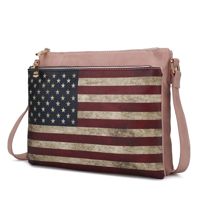 MKF Collection Madeline Printed Flag Vegan Leather Multi-Functional Shoulder Bag Womens Crossbody Bag by Mia K Image 8