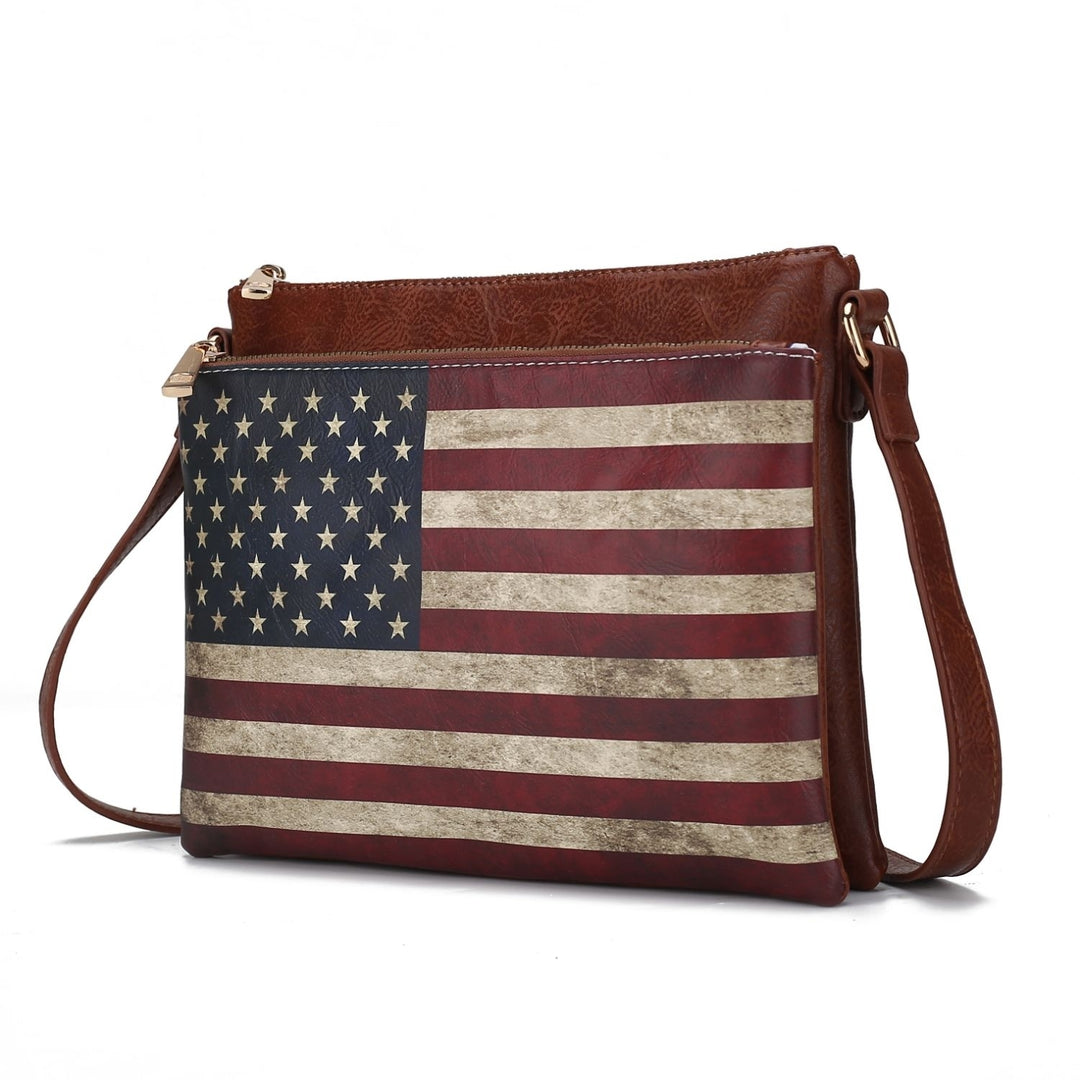 MKF Collection Madeline Printed Flag Vegan Leather Multi-Functional Shoulder Bag Womens Crossbody Bag by Mia K Image 9