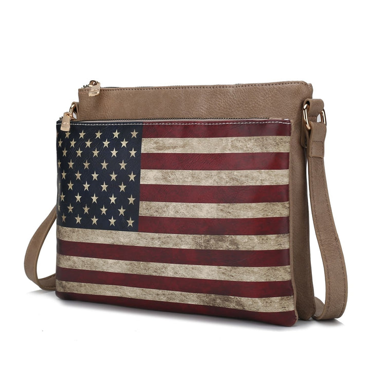 MKF Collection Madeline Printed Flag Vegan Leather Multi-Functional Shoulder Bag Womens Crossbody Bag by Mia K Image 10