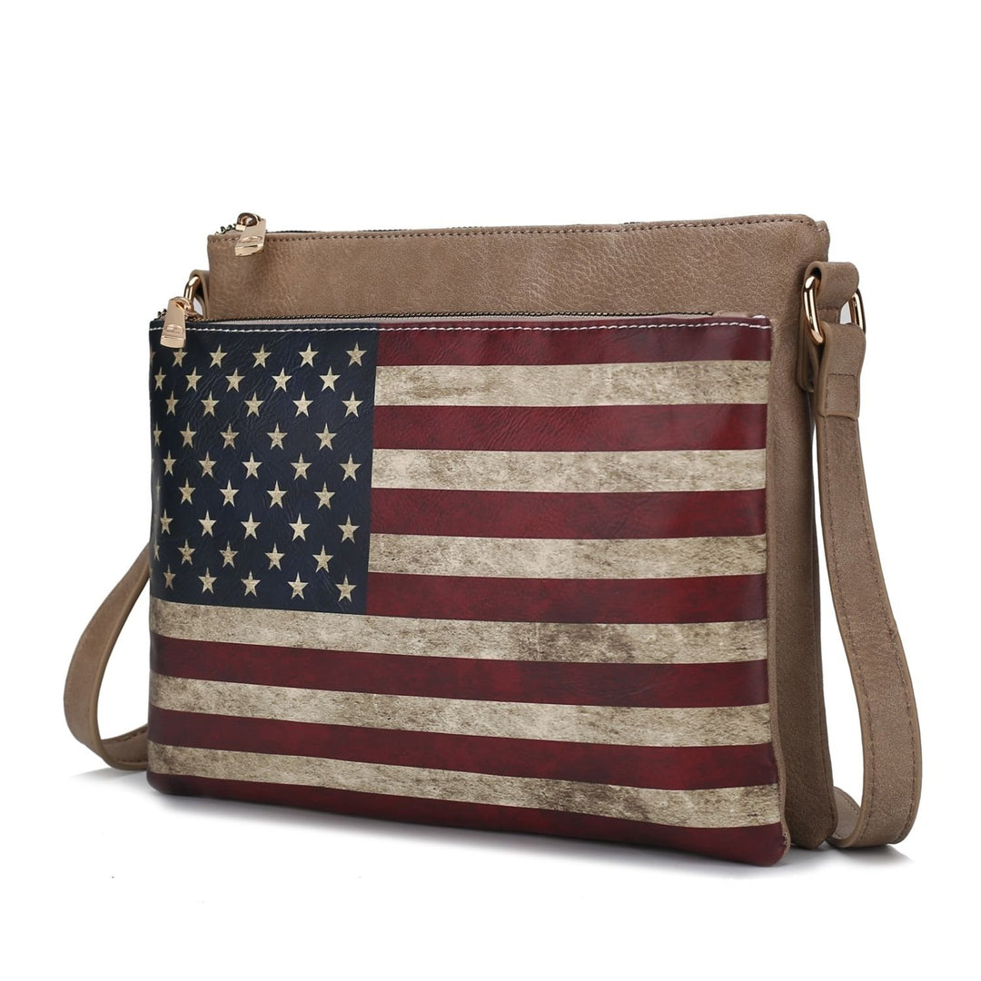 MKF Collection Madeline Printed Flag Vegan Leather Multi-Functional Shoulder Bag Womens Crossbody Bag by Mia K Image 1