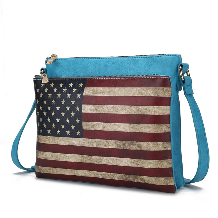 MKF Collection Madeline Printed Flag Vegan Leather Multi-Functional Shoulder Bag Womens Crossbody Bag by Mia K Image 11