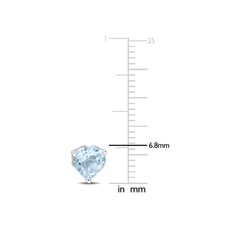 2.00 Carat (ctw) Blue Topaz Heart-Shape Solitaire Stud Earrings in Sterling Silver Image 4