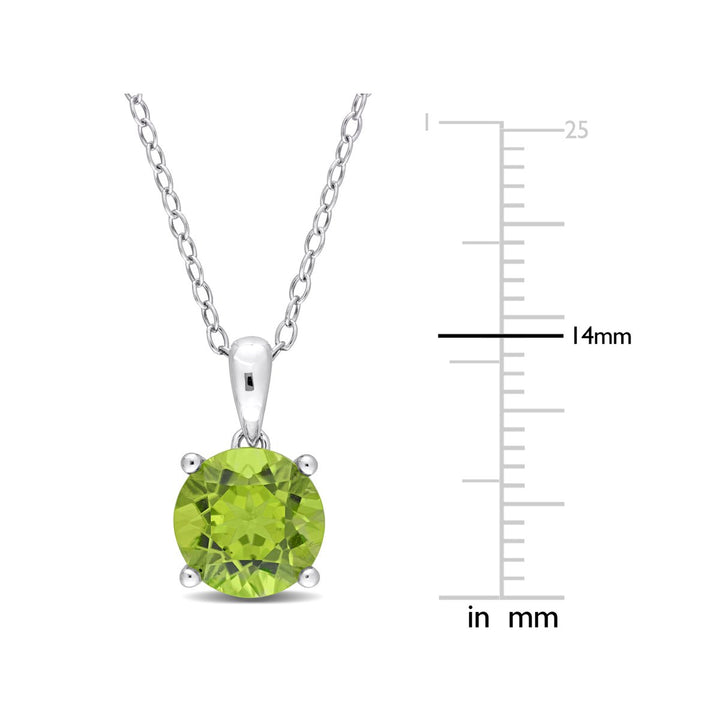 2.00 Carat (ctw) Peridot Solitaire Pendant Necklace in Sterling Silver with Chain Image 3