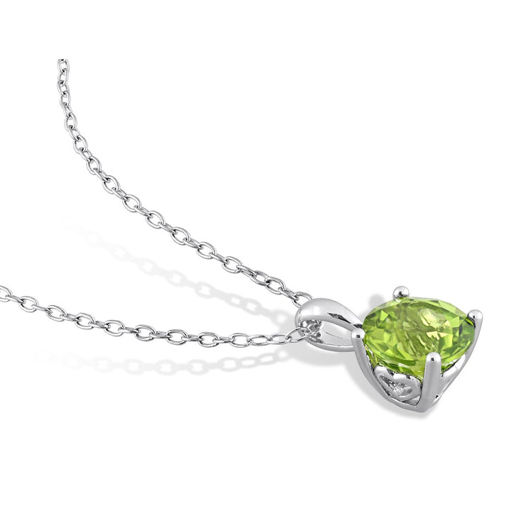 2.00 Carat (ctw) Peridot Solitaire Pendant Necklace in Sterling Silver with Chain Image 4