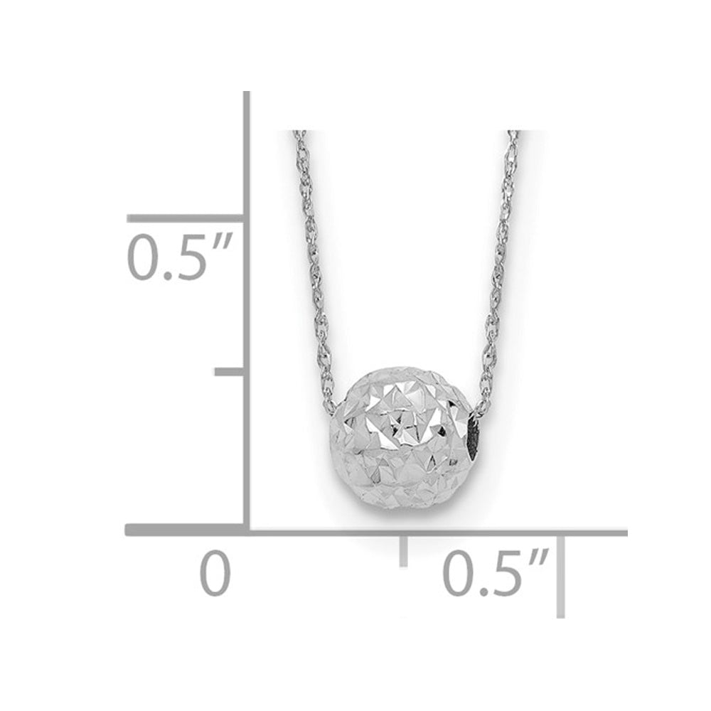 14K White Gold Round Moving Bead Ball Pendant Necklace with Chain (18 Inches) Image 2