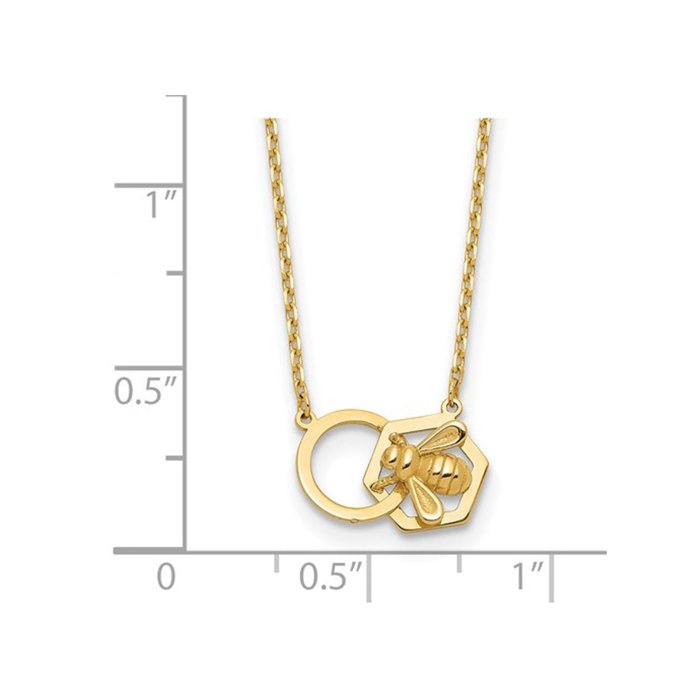 14K Yellow Gold Bee Charm Necklace and Chain (17.5 Inches) Image 3