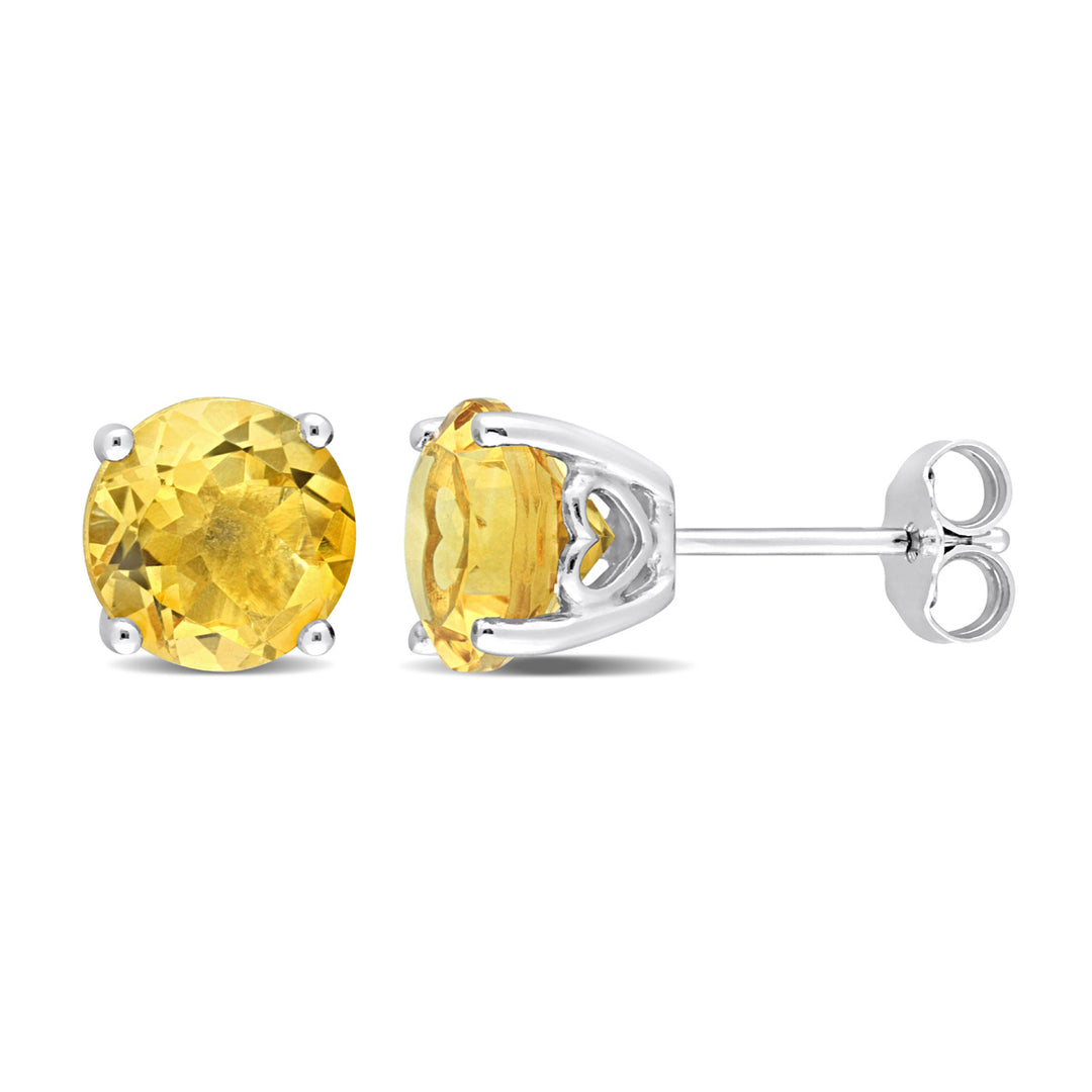 3.70 Carat (ctw) Citrine Solitaire Stud Earrings in Sterling Silver Image 1