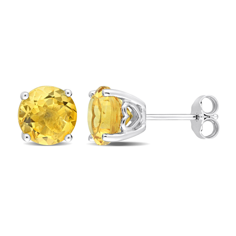 3.70 Carat (ctw) Citrine Solitaire Stud Earrings in Sterling Silver Image 1