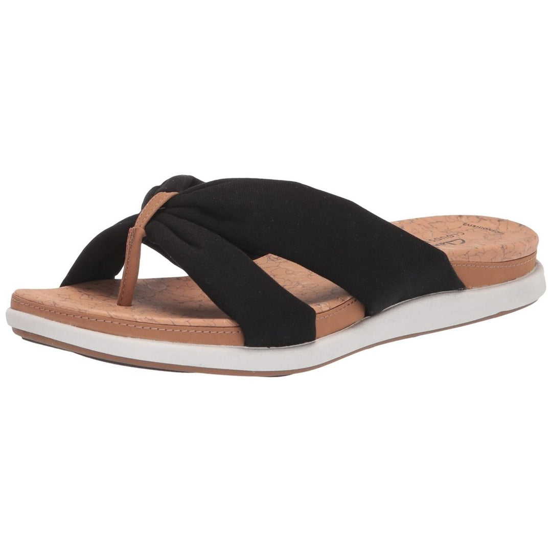 Clarks Eliza Shore Slide Sandal Black Womens Size Options Comfortable Footwear Image 1