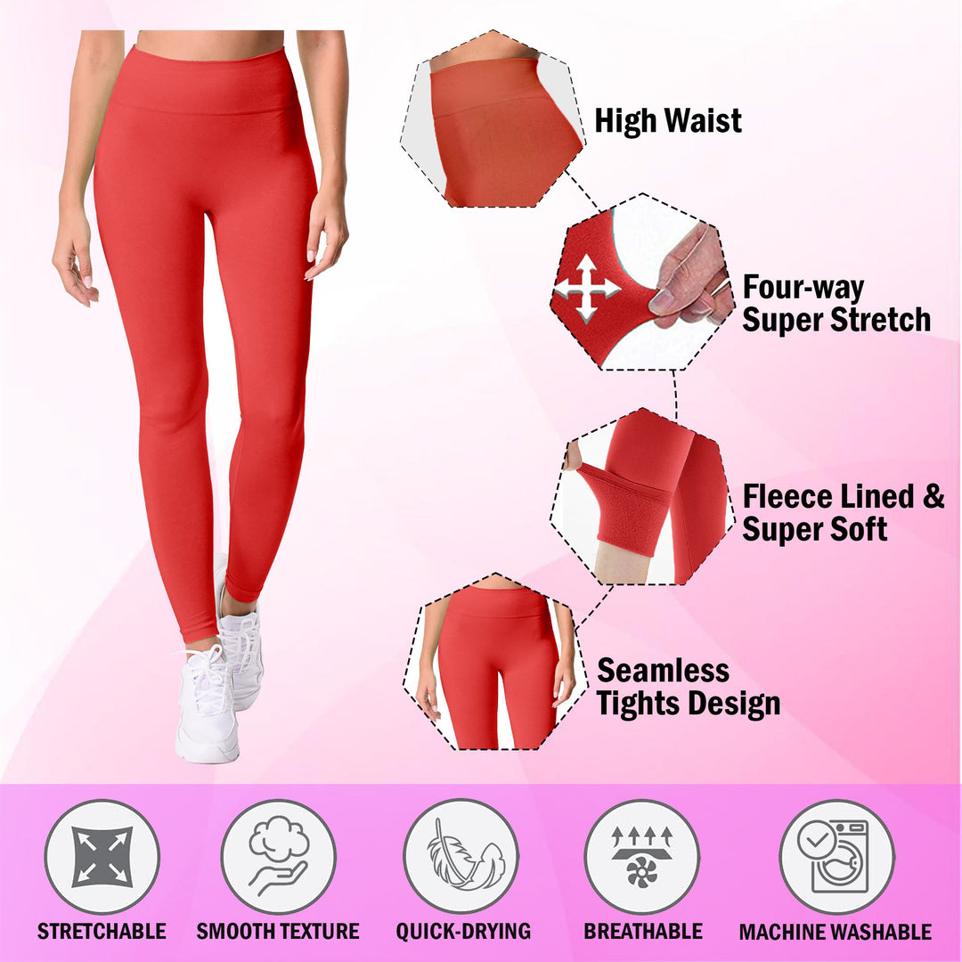 6-Pack: Womens Cozy Fleece-Lined Workout Yoga Pants Seamless Leggings Image 4