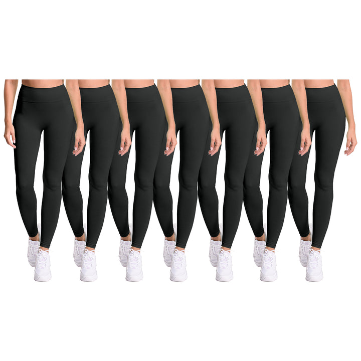 6-Pack: Womens Cozy Fleece-Lined Workout Yoga Pants Seamless Leggings Image 3