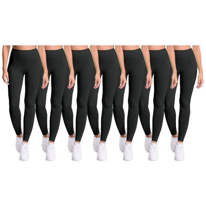 Cozy Fleece-Lined Womens Yoga Pants 6-Pack Seamless Leggings Soft Stretchy Image 3