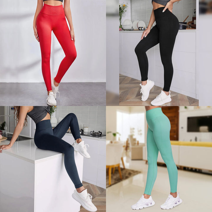 Cozy Fleece-Lined Womens Yoga Pants 6-Pack Seamless Leggings Soft Stretchy Image 4