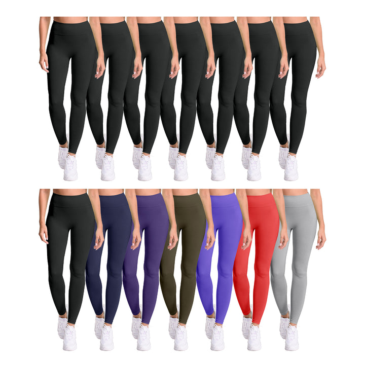 Cozy Fleece-Lined Womens Yoga Pants 6-Pack Seamless Leggings Soft Stretchy Image 2