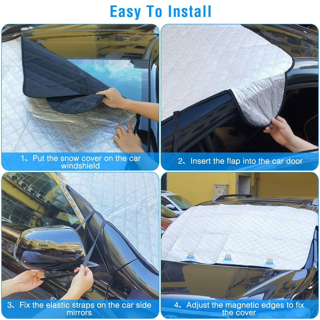 Car Windshield Snow Cover 57.87x44.5in Waterproof Magnetic Windproof Silver Image 4