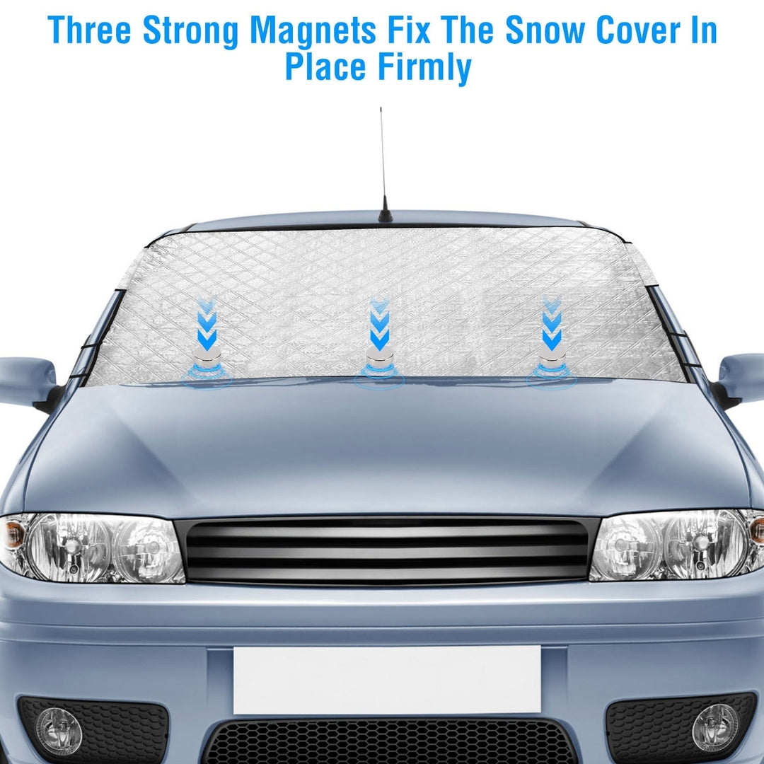 Car Windshield Snow Cover 57.87x44.5in Waterproof Magnetic Windproof Silver Image 4