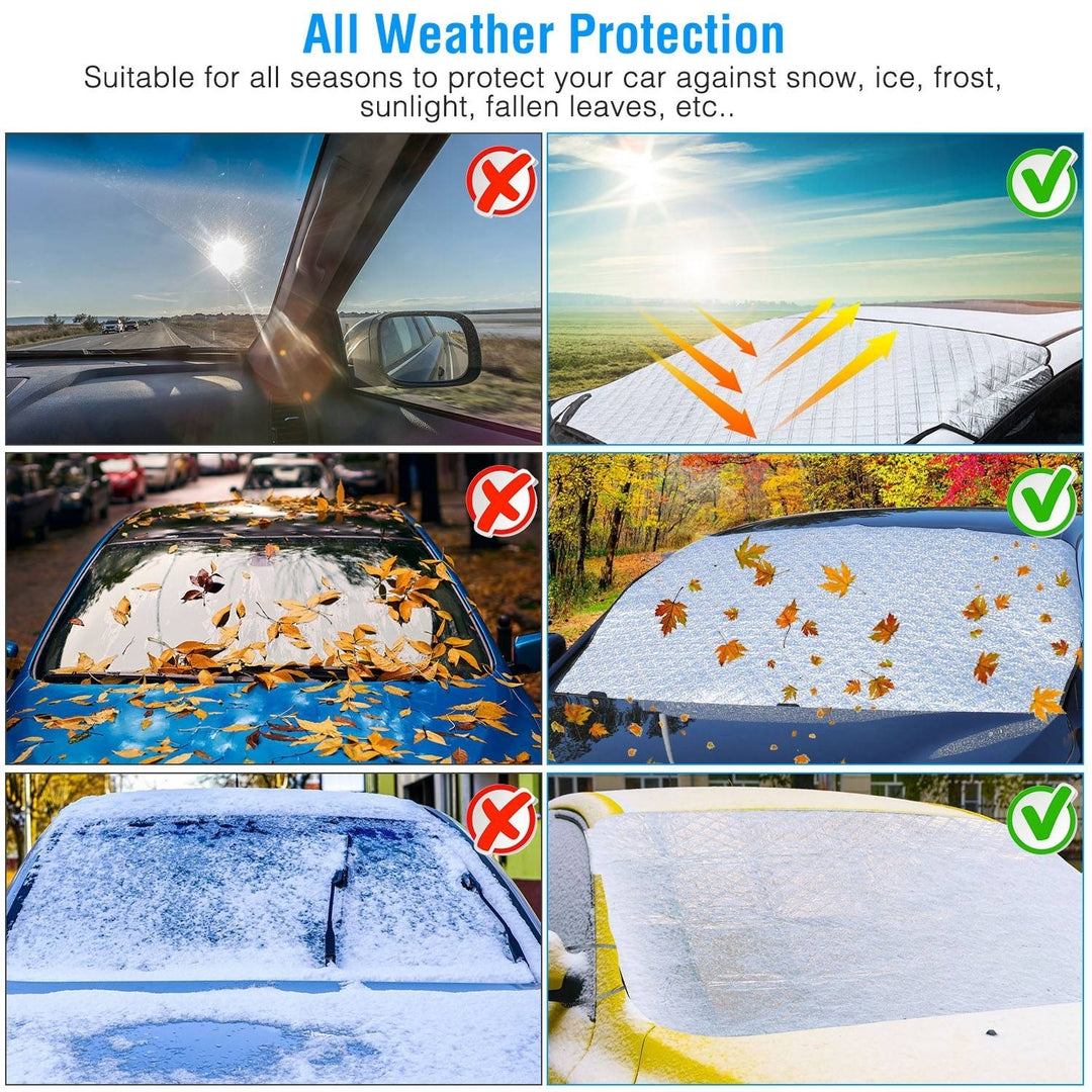 Car Windshield Snow Cover 57.87x44.5in Waterproof Magnetic Windproof Silver Image 6