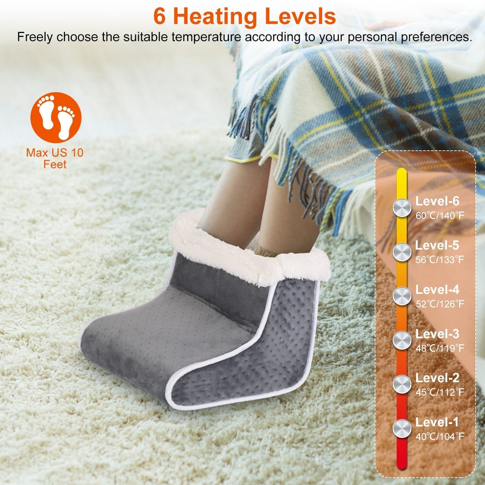 Heating Pad for Foot Electric Heated Foot Warmer Soft Leg Warmer Boots with 6 Level Heating 4 Level Timing Image 2
