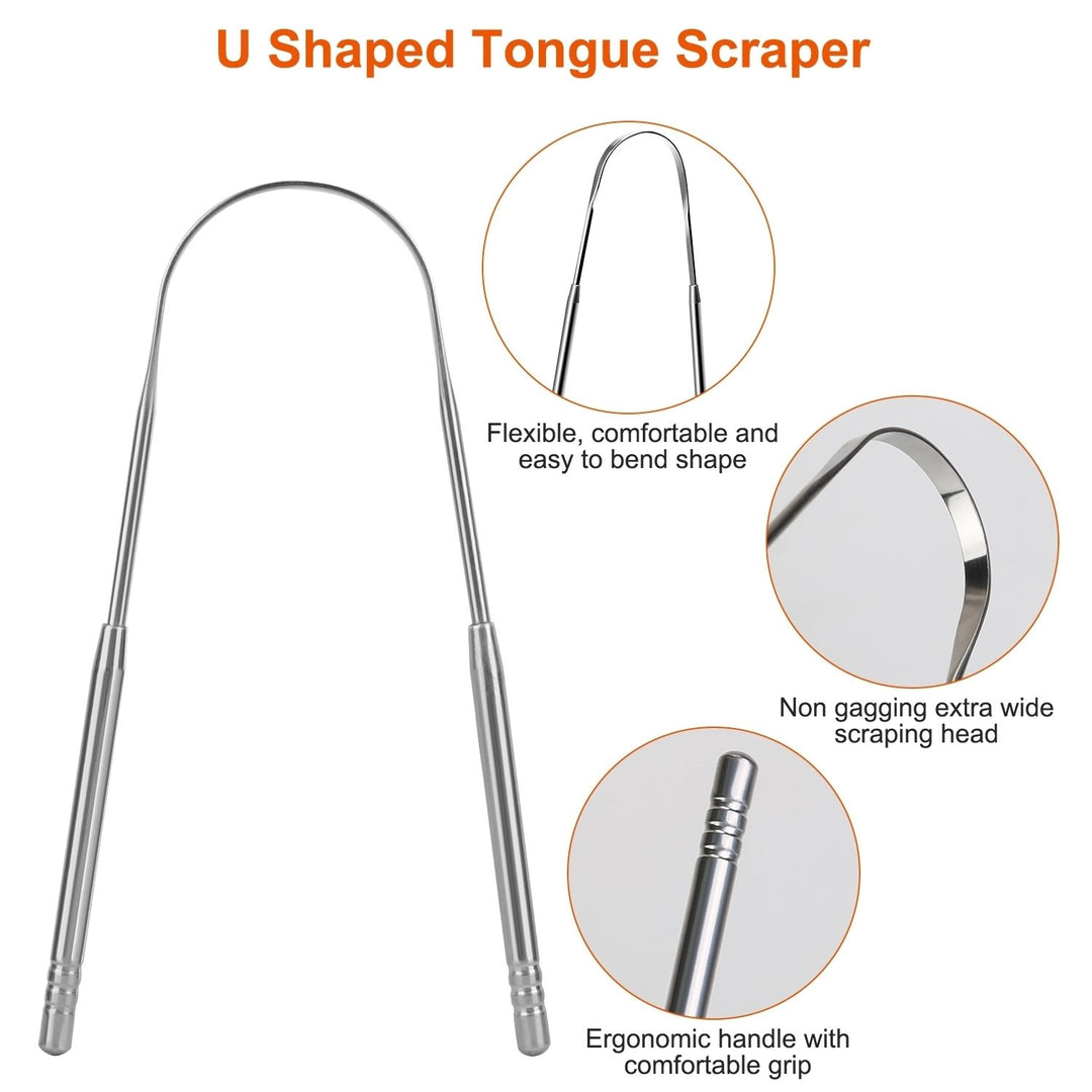 2Pcs Tongue Scraper Cleaner Stainless Steel Dental Fresh Breath Cleaning Oral Tongue Care Tool Image 4