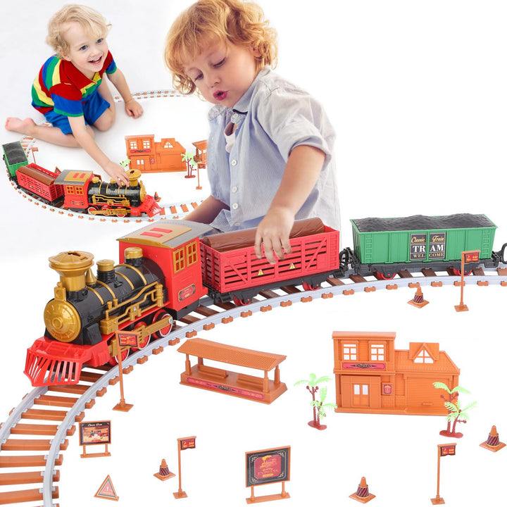 Christmas Electric Train Set 193 Pcs Steam Locomotive Battery Powered Kids Toy Image 1