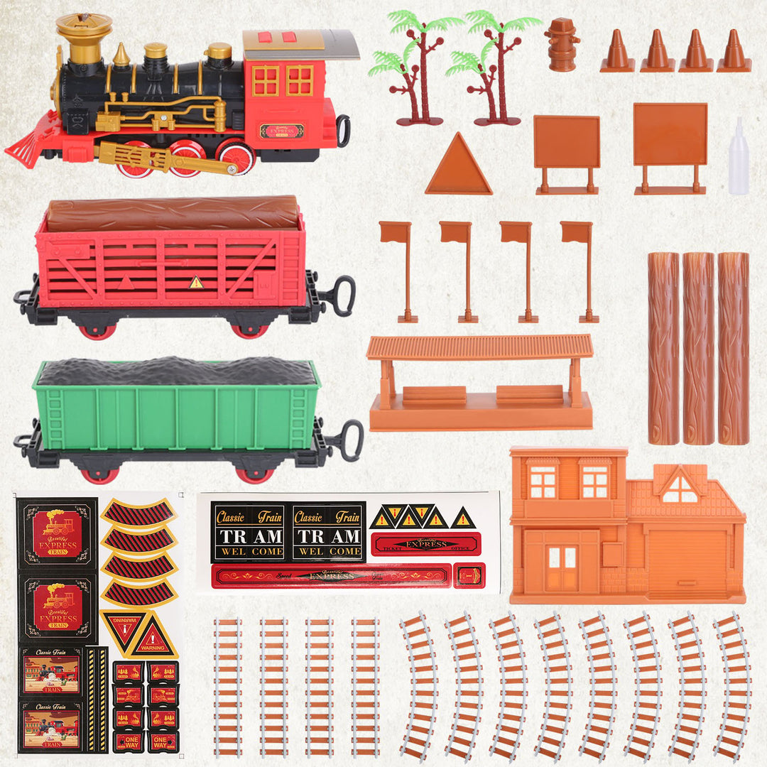 Christmas Electric Train Set 193 Pcs Steam Locomotive Battery Powered Kids Toy Image 4