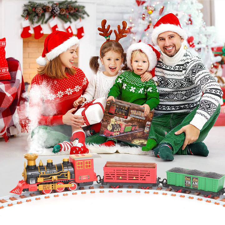 Christmas Electric Train Set 193 Pcs Steam Locomotive Battery Powered Kids Toy Image 6