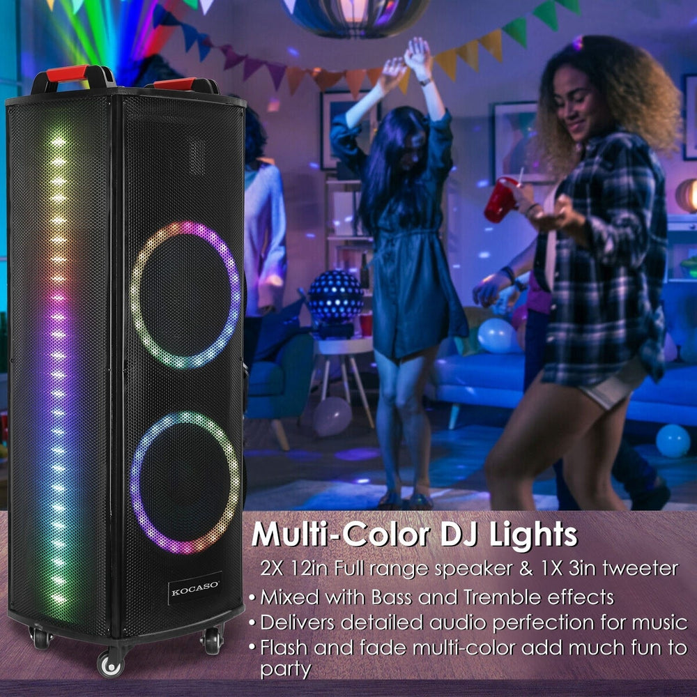 Portable Wireless Party Speaker Colorful Lights DJ PA System with TWS Function FM Radio USB MMC Card Reading Aux In Image 2