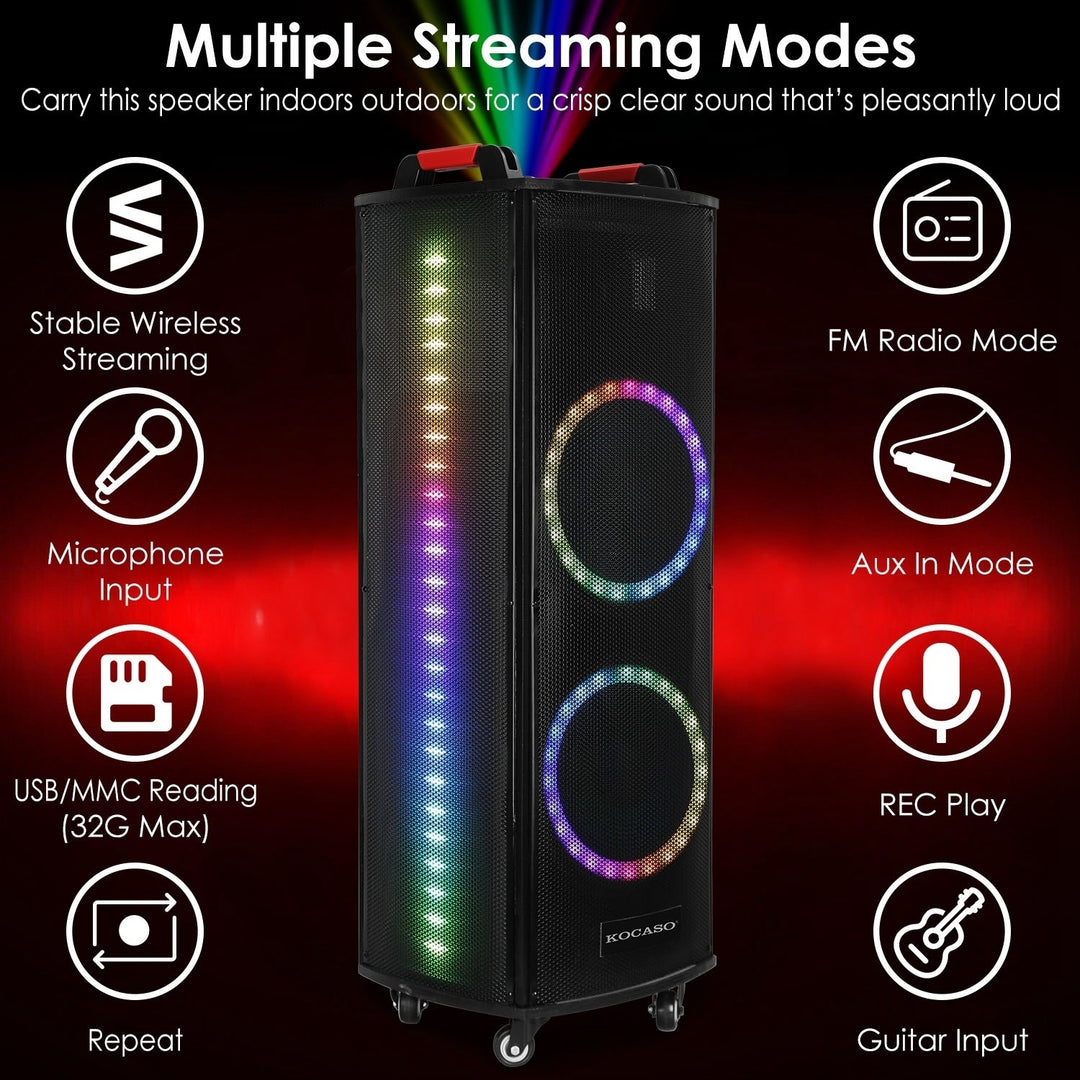 Portable Wireless Party Speaker Colorful Lights DJ PA System with TWS Function FM Radio USB MMC Card Reading Aux In Image 4