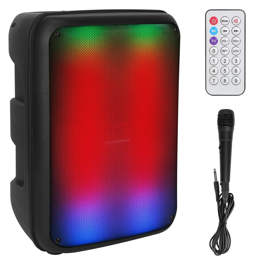 Portable Wireless Party Speaker 8in Colorful Lights DJ PA System with TWS Function FM Radio USB MMC Card Reading Image 1