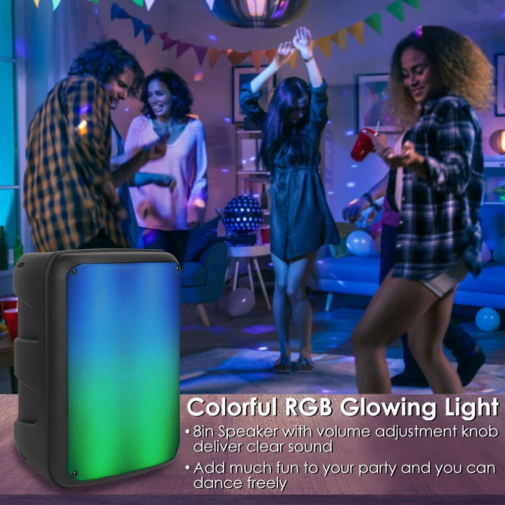Portable Wireless Party Speaker 8in Colorful Lights DJ PA System with TWS Function FM Radio USB MMC Card Reading Image 2