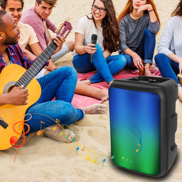 Portable Wireless Party Speaker 8in Colorful Lights DJ PA System with TWS Function FM Radio USB MMC Card Reading Image 8
