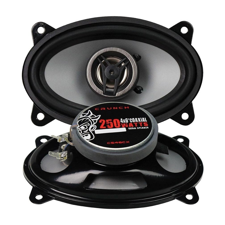 Crunch CS46CX 4x6 Coaxial Speakers 250 Watts Neo-Mylar Tweeters Rubber Surround Image 1