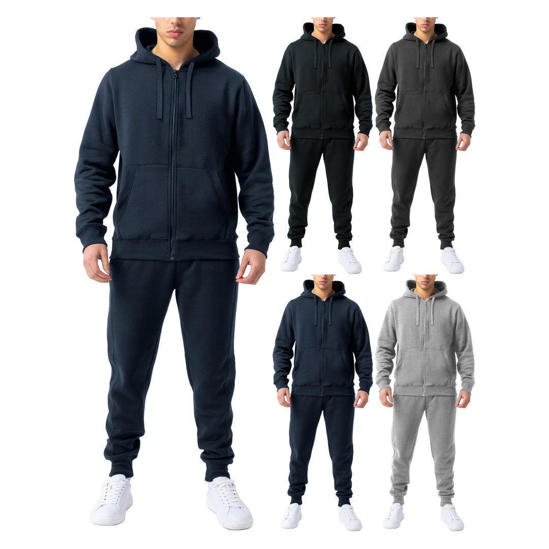 Mens Casual Jogging Track Suit 2 Sets Zip Up Jogger Athletic Activewear Size M Image 2