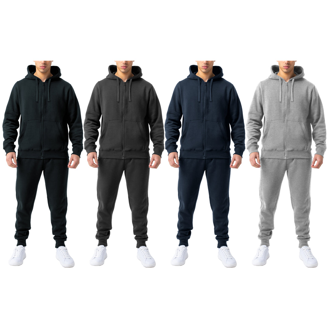 Mens Casual Jogging Track Suit 2 Sets Zip Up Jogger Athletic Activewear Size M Image 3