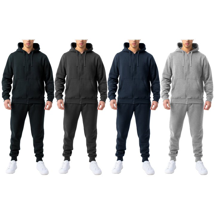 Mens Casual Jogging Track Suit 2 Sets Zip Up Jogger Athletic Activewear Size M Image 3