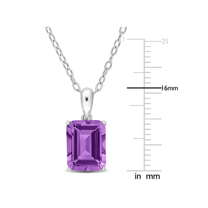 2.20 Carat (ctw) Amethyst Octagon Pendant Necklace in Sterling Silver with Chain Image 3